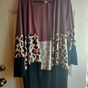 Colorblock Leopard Cardigan Xl